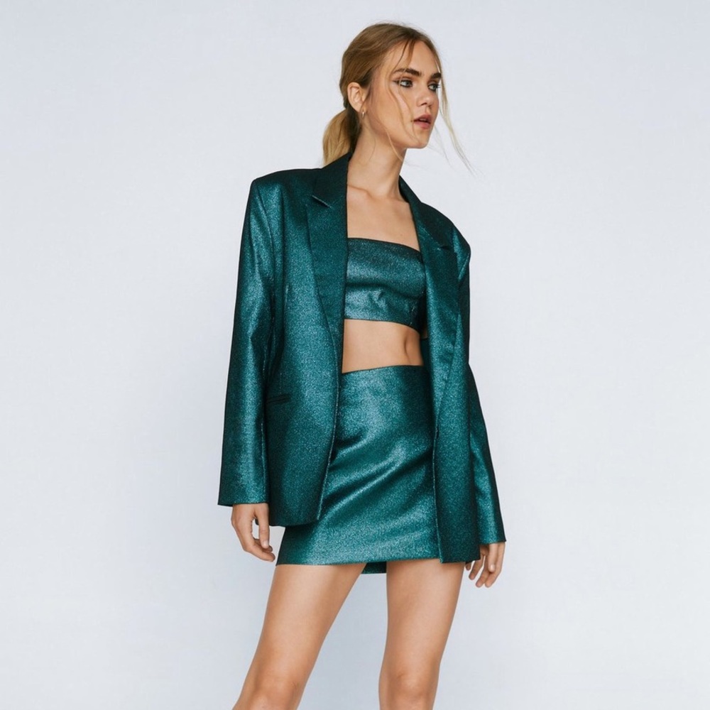 Nasty Gal Metallic Teal Set